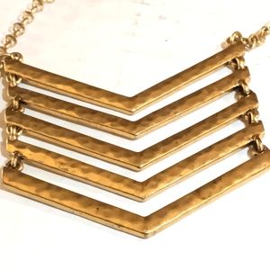 Lucky Brand Hammered Textured Gold Tone Chevron Pendant Necklace